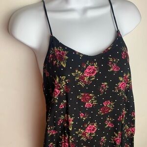 Floral Polka Dot Spaghetti String Tank Top
